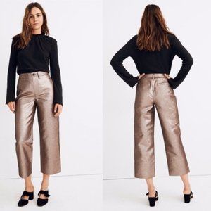 Madewell Emmett Wide-Leg Crip Pants in Metallic